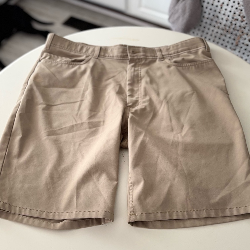 Haggar Tan Flat Front Cotton Blend Shorts
